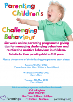 Upcoming Parenting Childrens Challenging Behaviour programme