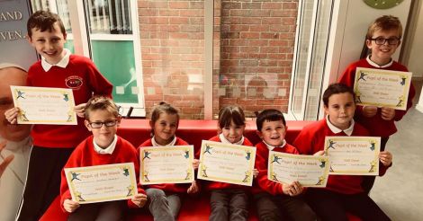 It was all smiles today for our Pupil of the Week winners as Flynn, Lucy, Lexi, Maci, Matthew, Blake and Darragh received their certificates for an outstanding week in St Joseph's.