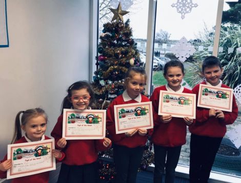 *** Pupil of the Week *** The school was buzzing today with a festive vibe. Our delighted pupil of the week recipients were Thea, Shanna, Kalleigh, Kayla, Cian and Ryan (absent from photo.) Well done!