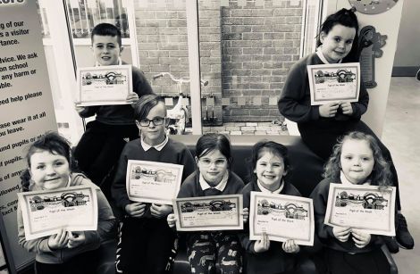 Our superb Pupil of the Week award recipients along with our weekly Daily Mile winner. Well done to everyone!
